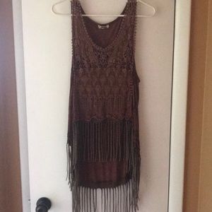 Gimmicks lace and fringe tank top